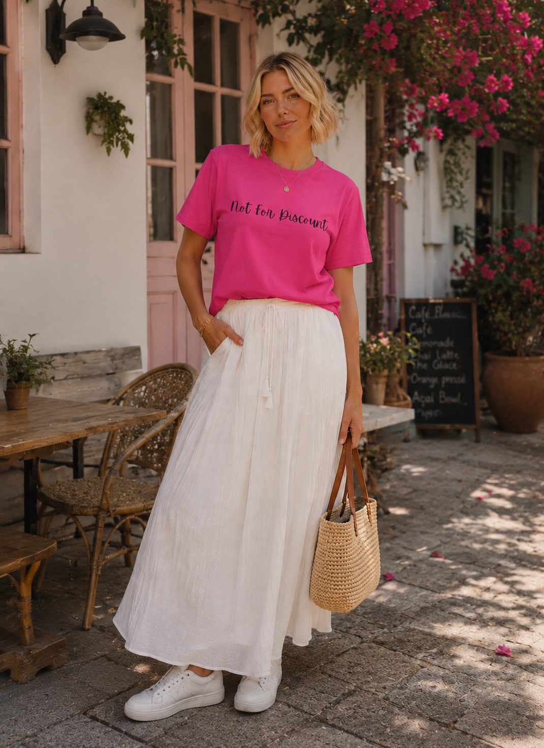 Not For Discount T-Shirt — Feminine Script Statement Tee