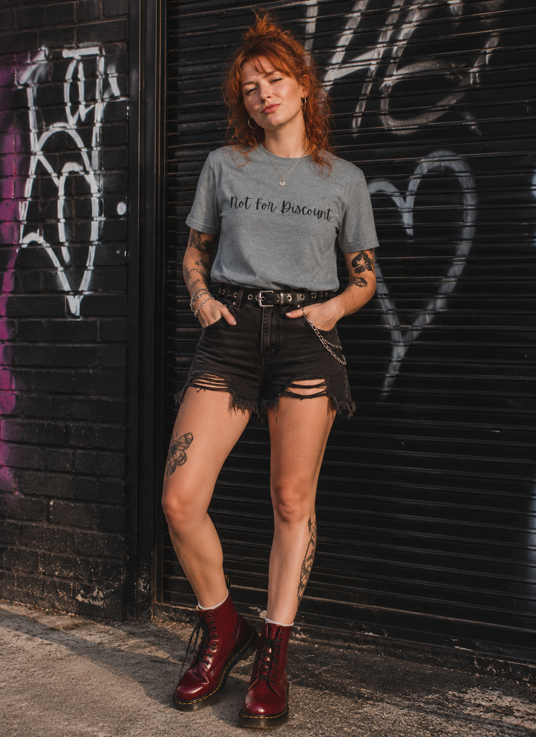 Not For Discount T-Shirt — Feminine Script Statement Tee