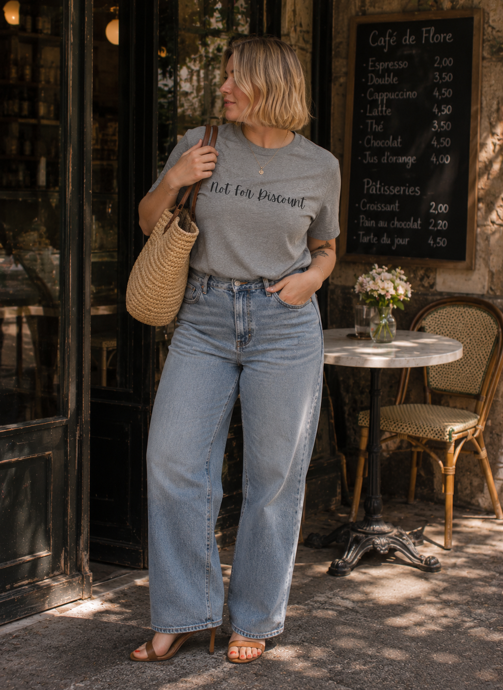 Not For Discount T-Shirt — Feminine Script Statement Tee