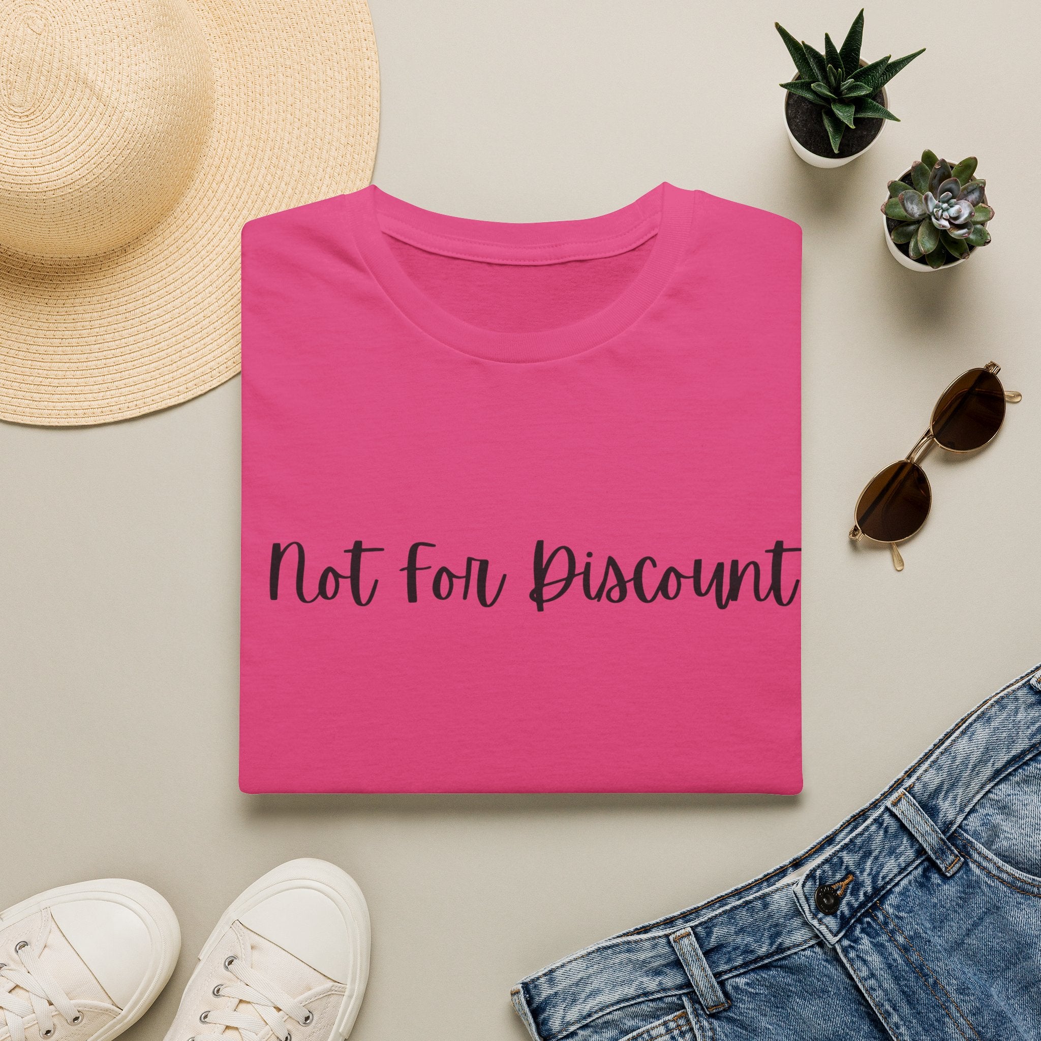 Not For Discount T-Shirt — Feminine Script Statement Tee