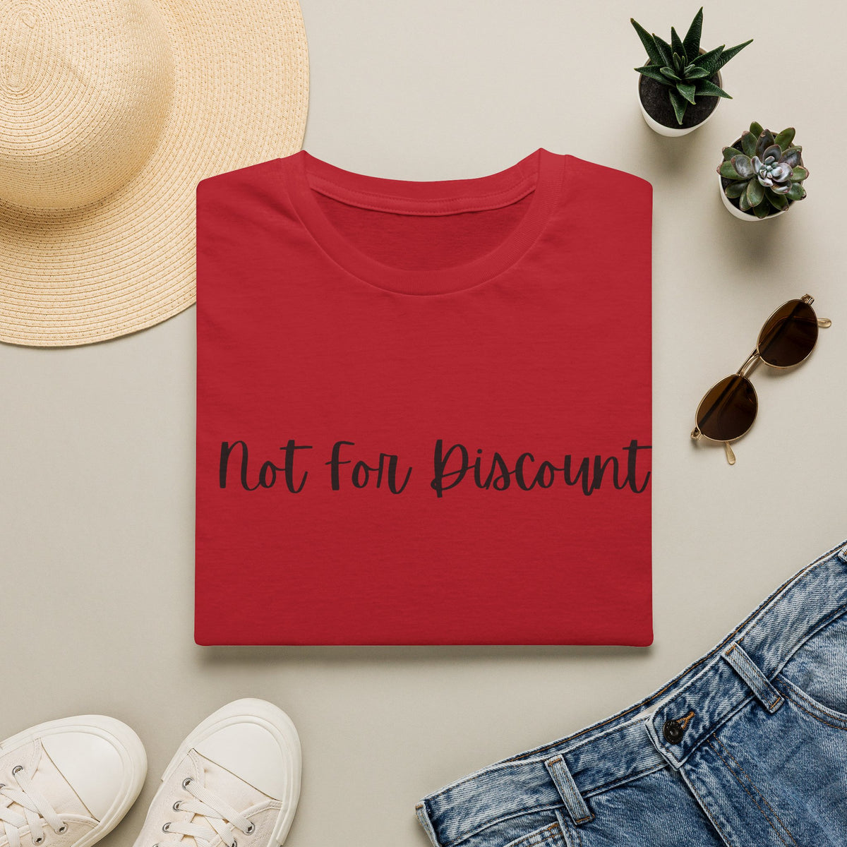 Not For Discount T-Shirt — Feminine Script Statement Tee